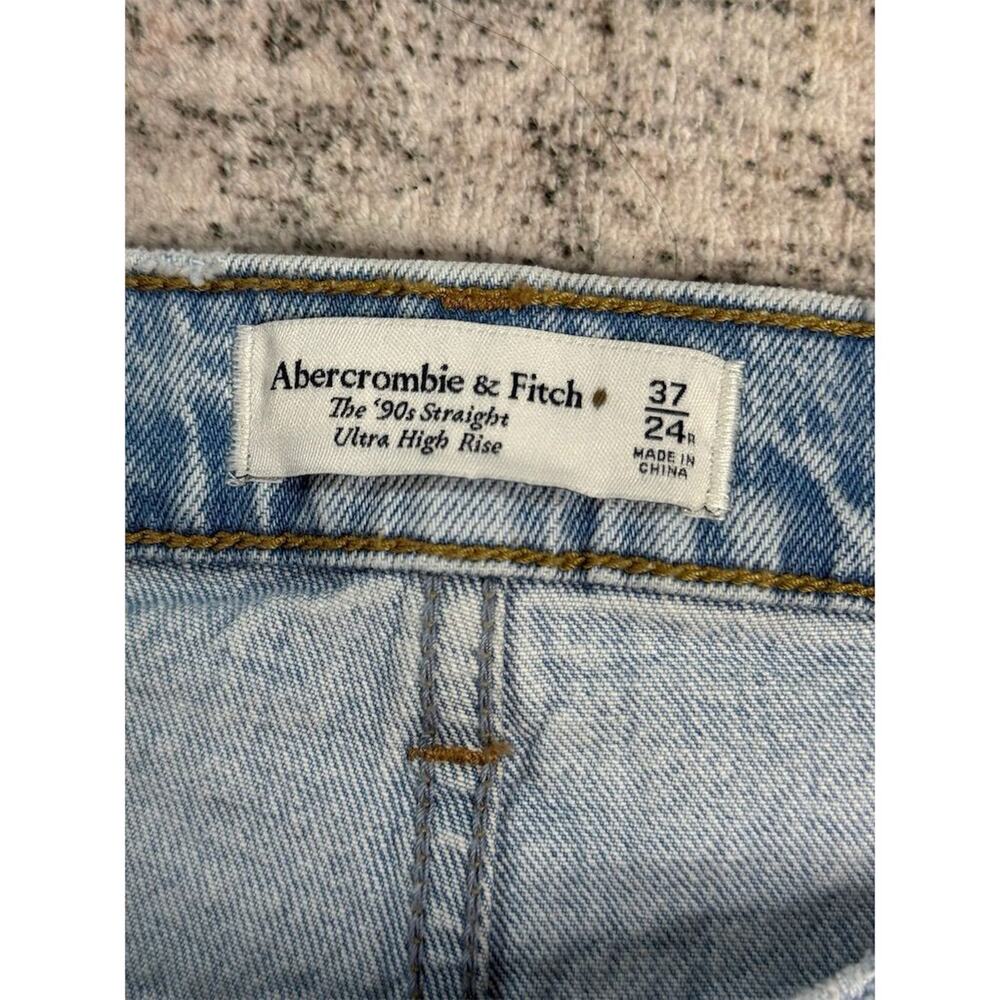 Abercrombie & Fitch Women's Ultra High Rise 90’s Straight Jeans Sz 37 Blue - Picture 4 of 7